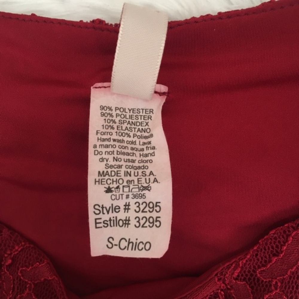 🌵 Red Lace Long Sleeve Crop Top Small - Picture 5 of 5